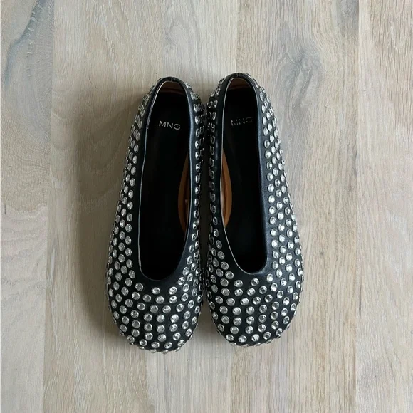 Mango Black Rhinestone Ballerina Flats - Picture 4 of 8